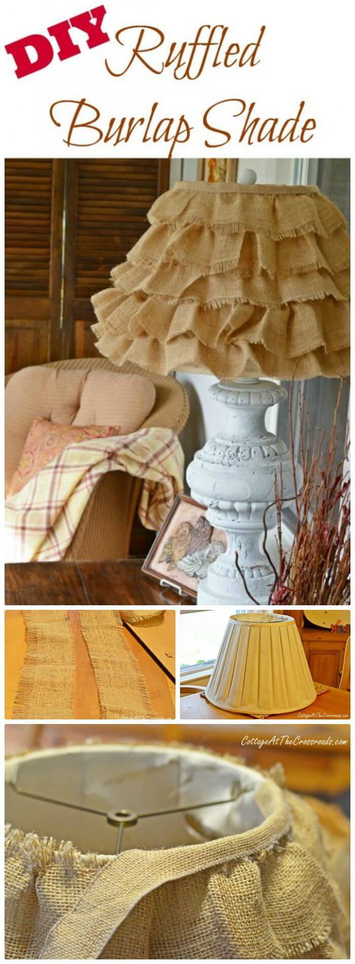 DIY Dollar Storage Ruffled Burlap Shade