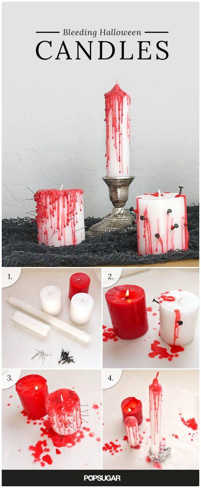 DIY Dollar Store Bleeding Halloween Candles