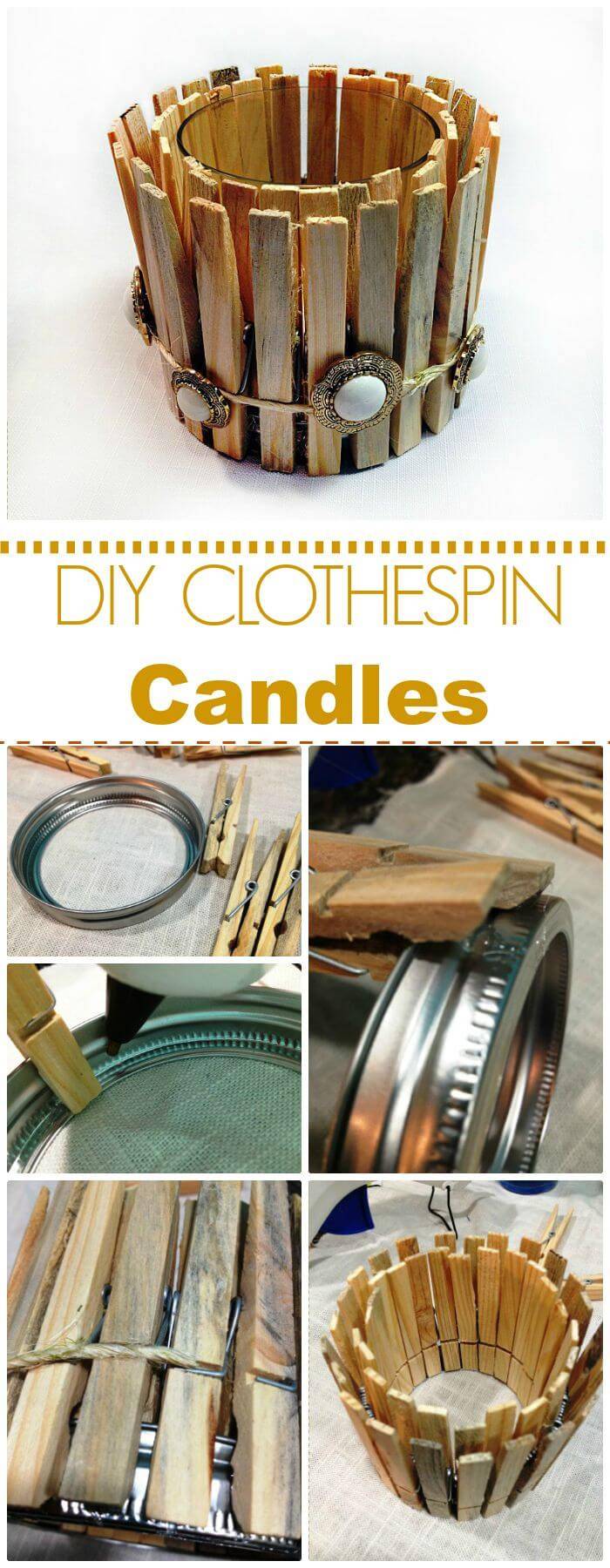 DIY Dollar Store Clothespin Candles