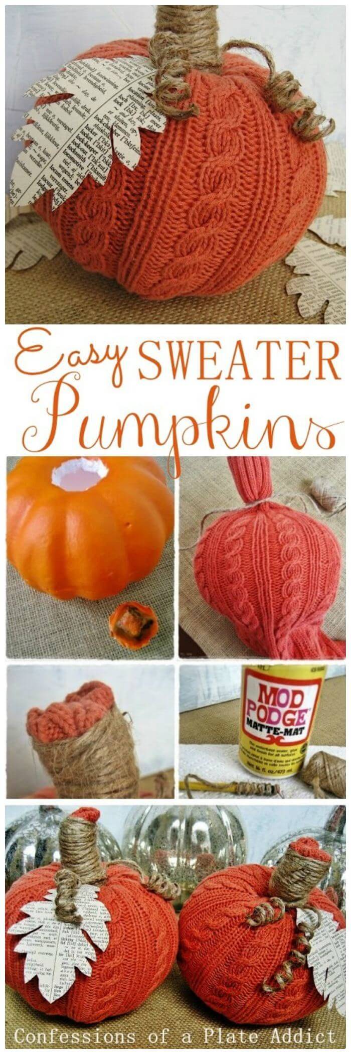 Easy DIY Sweater Pumpkins - Dollar Store Project 