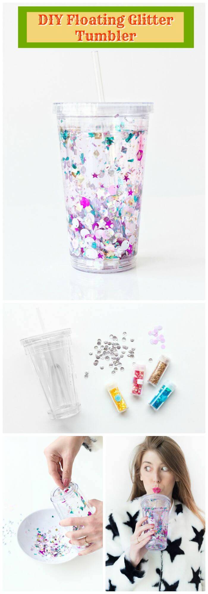 DIY Dollar Store Floating Glitter Tumbler