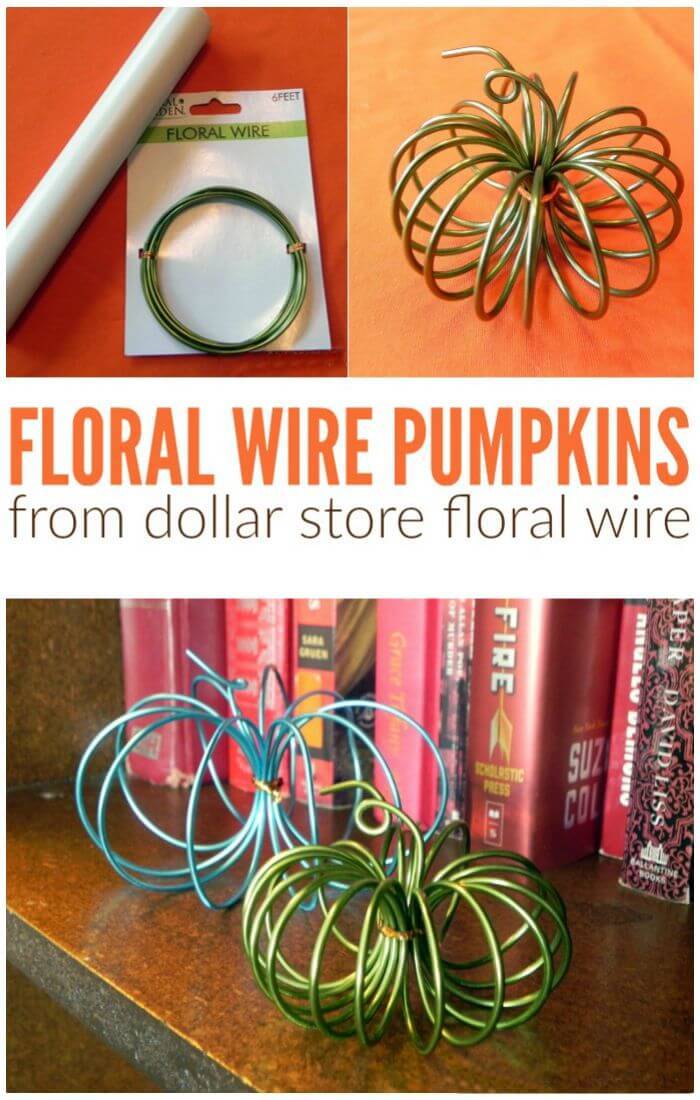 DIY Dollar Store Floral Wire Pumpkins