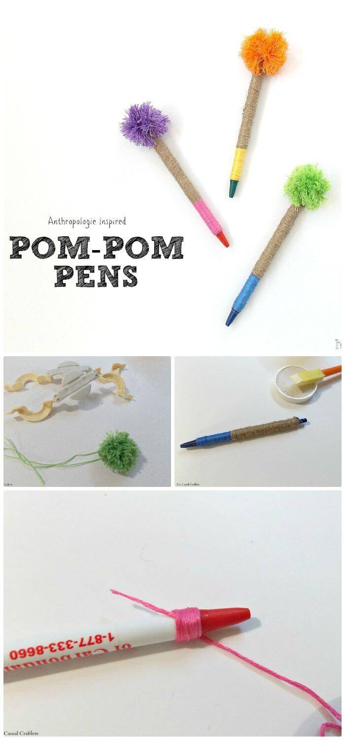 How To DIY Dollar Store Inspired Pom-Pom Pens