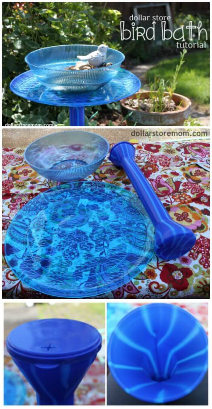 DIY Dollar Store Bird Bath For $3