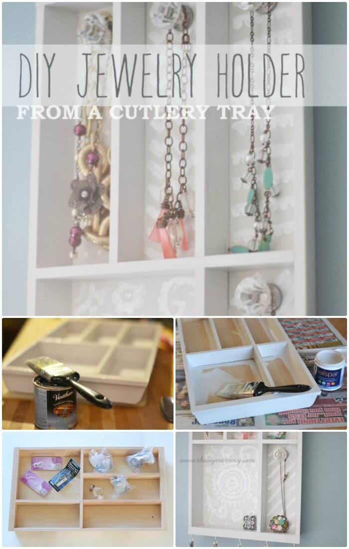 Jewelry Holder From A Cutlery Tray - DIY Dollar Store Craft 