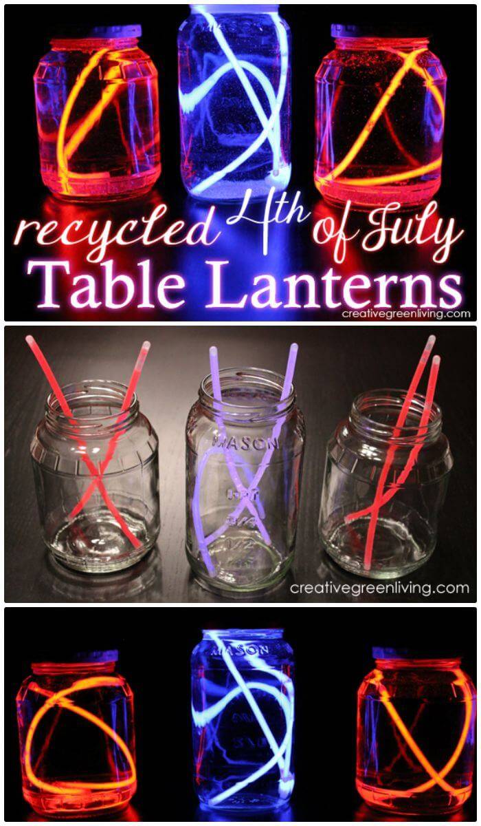 Easy DIY Dollar Store Make Recycled Fourth of July Table Lanterns