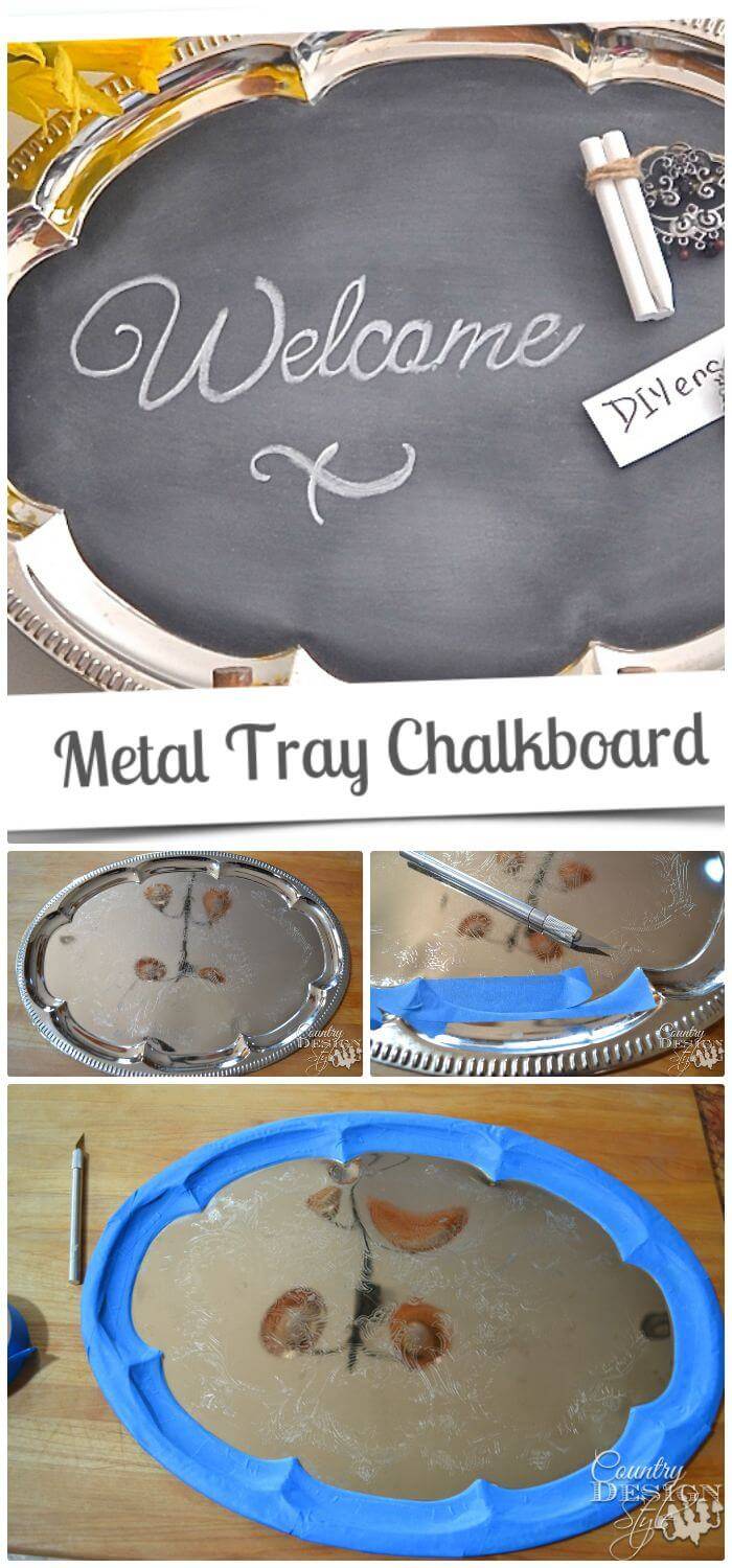 How To DIY Dollar Store Metal Tray Chalkboard