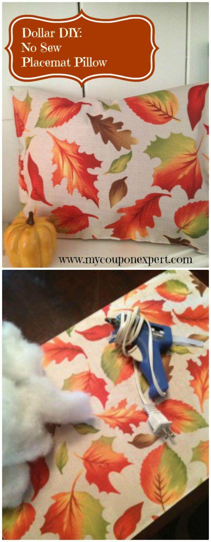 DIY No Sew Placemat Pillow - Dollar Store Craft 