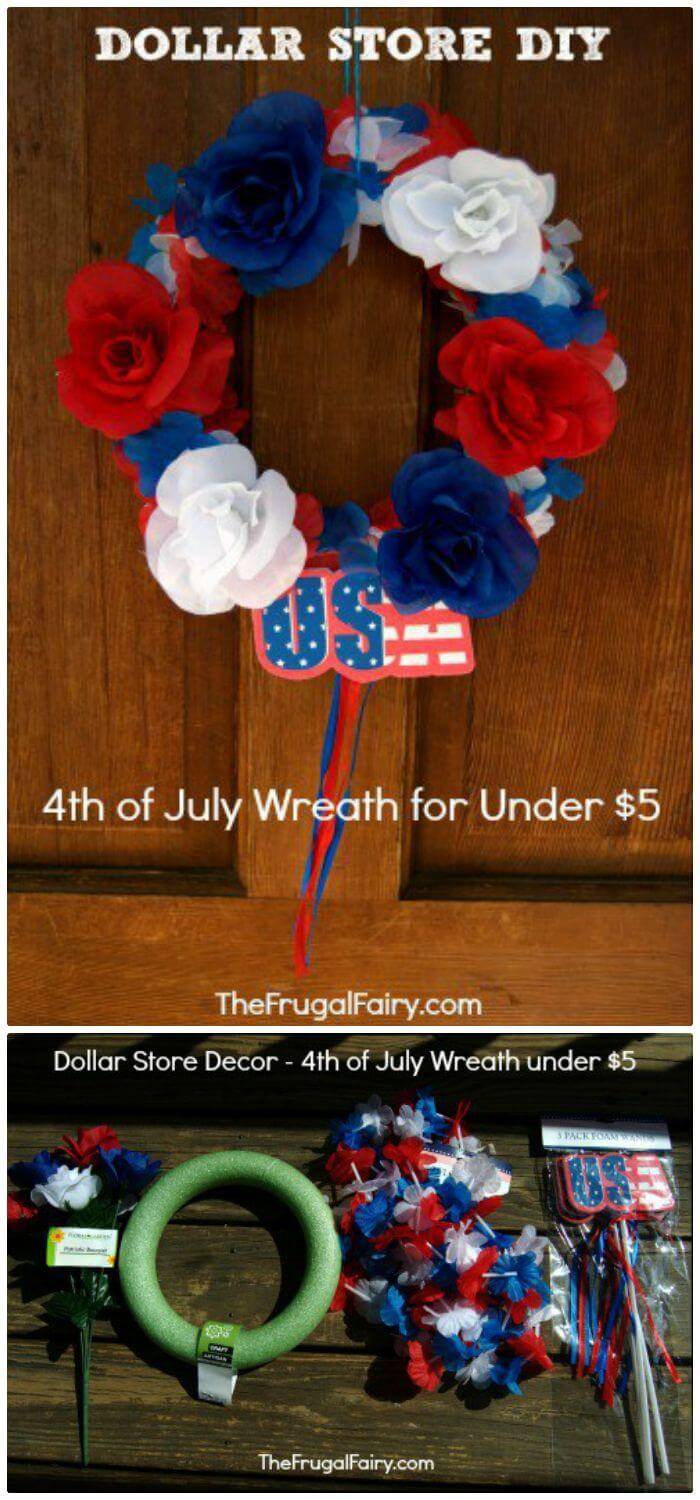 DIY Dollar Store Patriotic Wreath Under $5