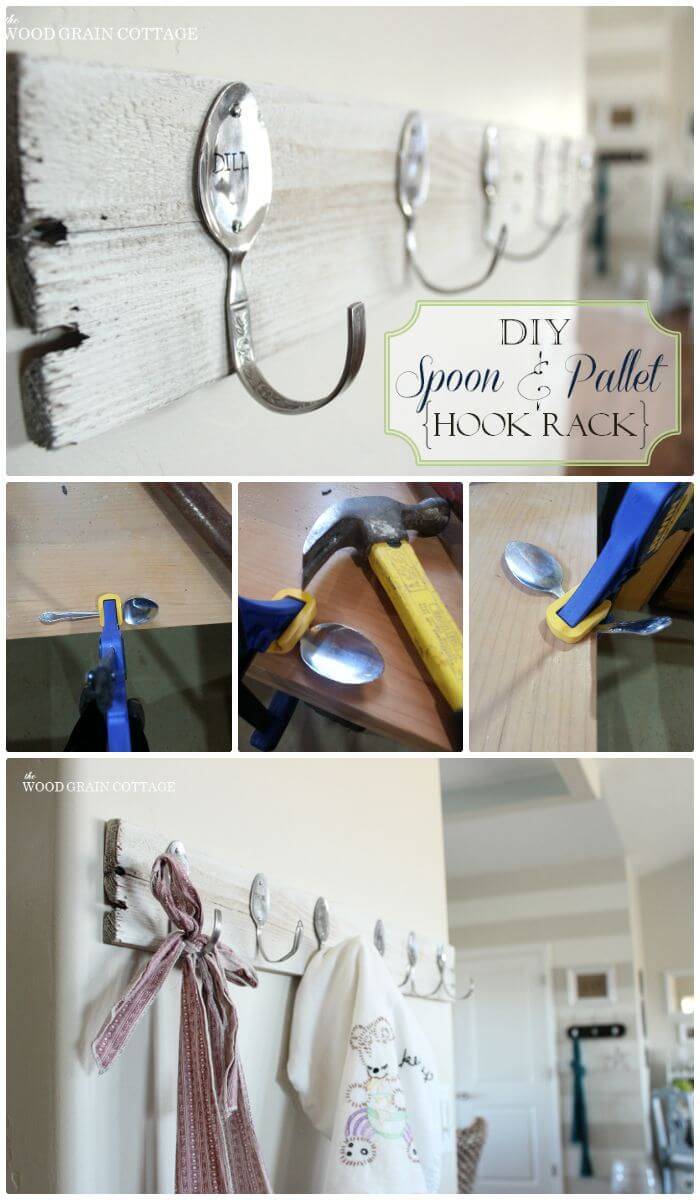 DIY Dollar Store Spoon & Pallet Hook Rack