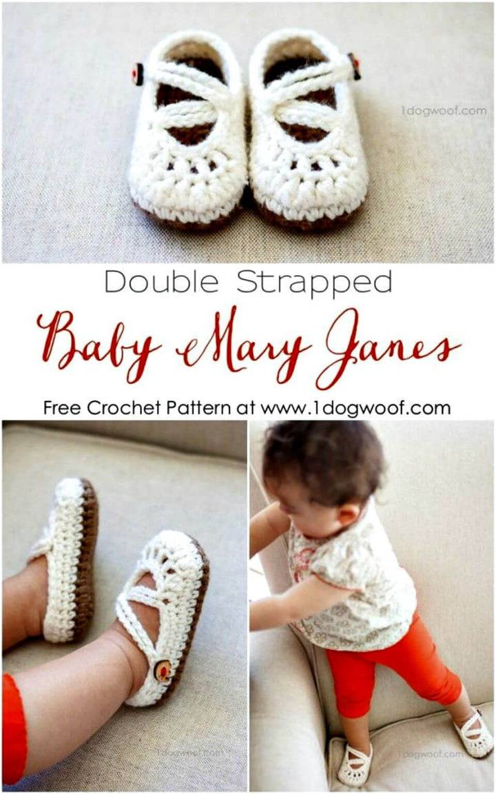 Free Crochet Double Strapped Baby Mary Janes Pattern