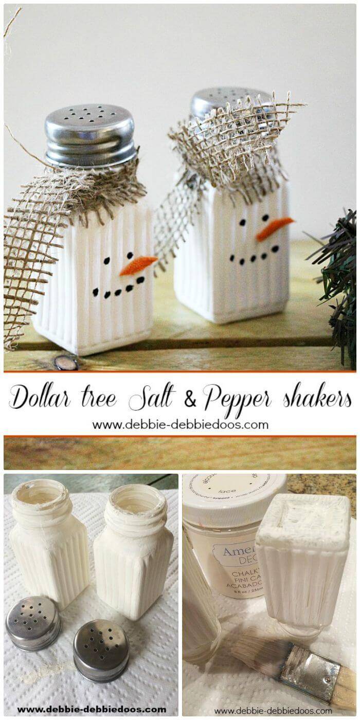 Easy DIY Snowman Salt And Pepper Shakers