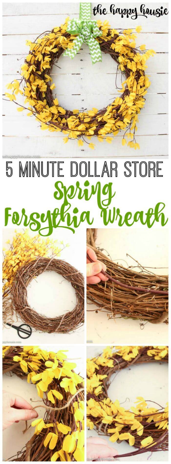 DIY Five Minute Dollar Store Spring Forsythia Wreath