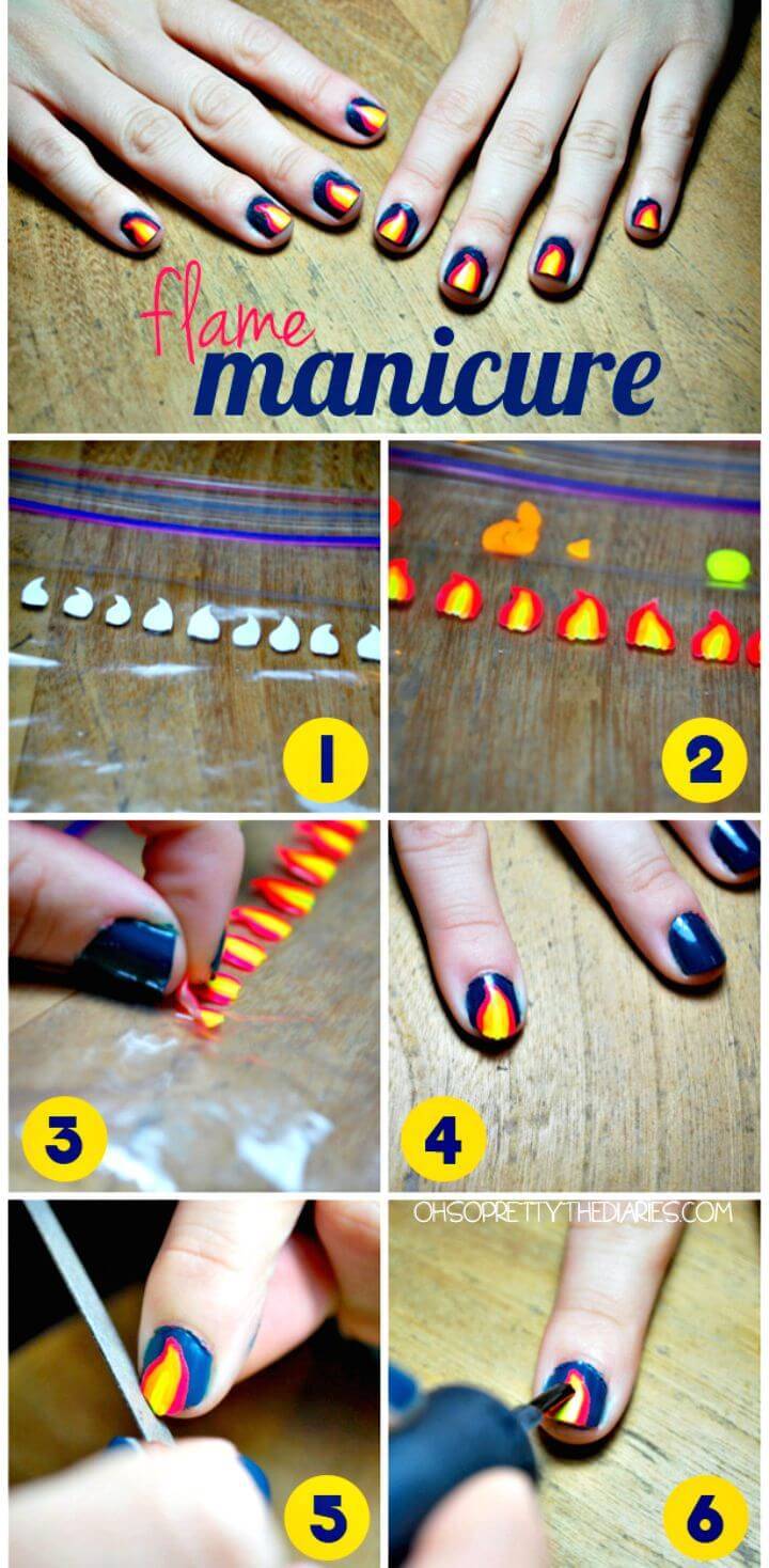 Easy DIY Flame Manicure - Free Tutorial 