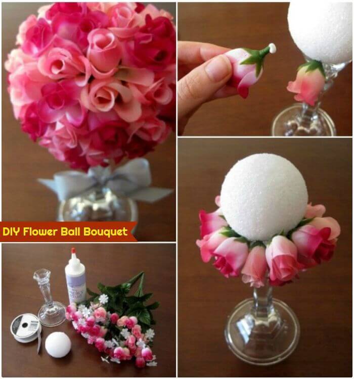 DIY Flower Ball Bouquet - Dollar Store Crafts 