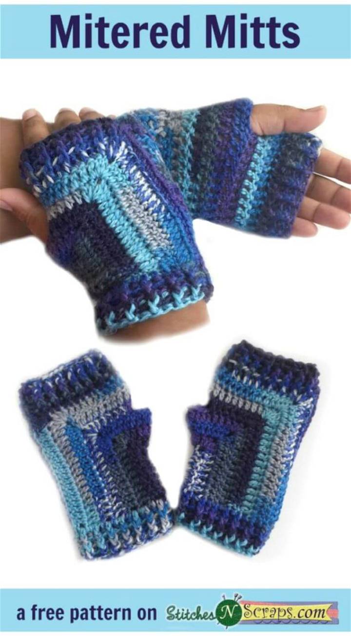 Easy Free Crochet Gorgeous Mitered Mitts Pattern
