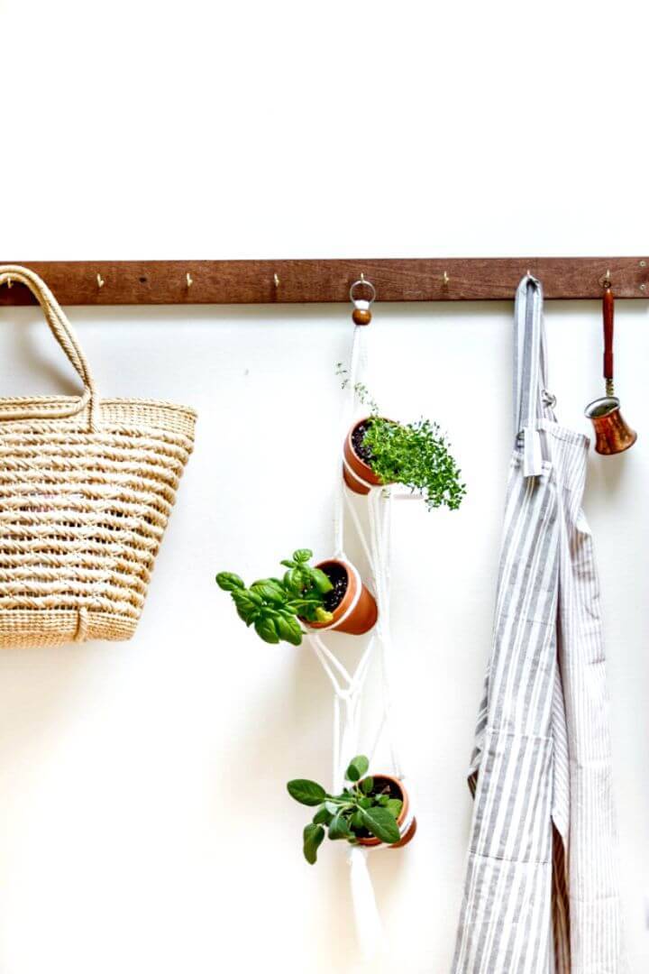 DIY Hanging Herb Garden Made from a Macrame Plant Holder