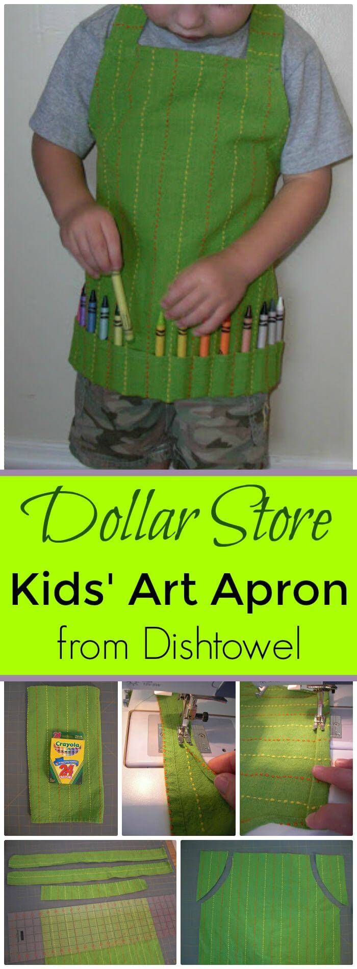 Easy DIY Kids' Art Apron From Dishtowel