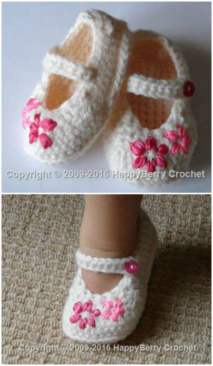 Free Crochet Lazy Daisy Girl’s Shoes Pattern