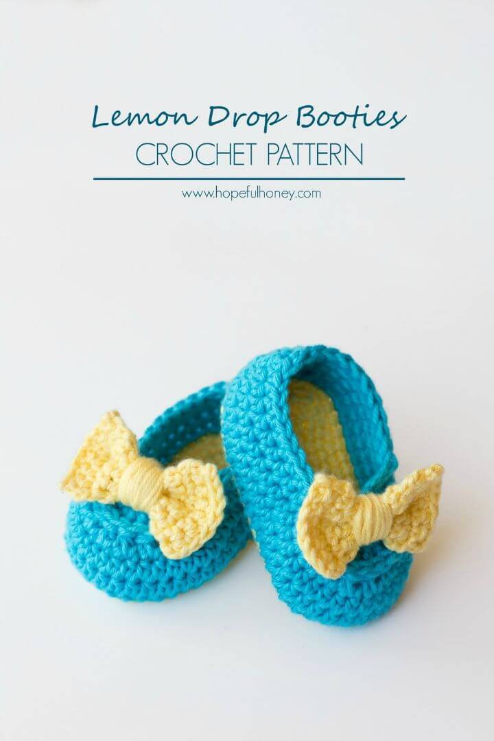 Easy Lemon Drop Baby Booties Crochet Pattern