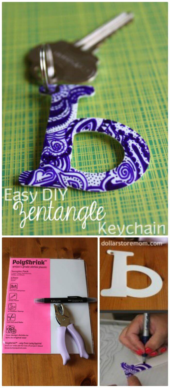 DIY Zentangle Shrinky Dink Keychain