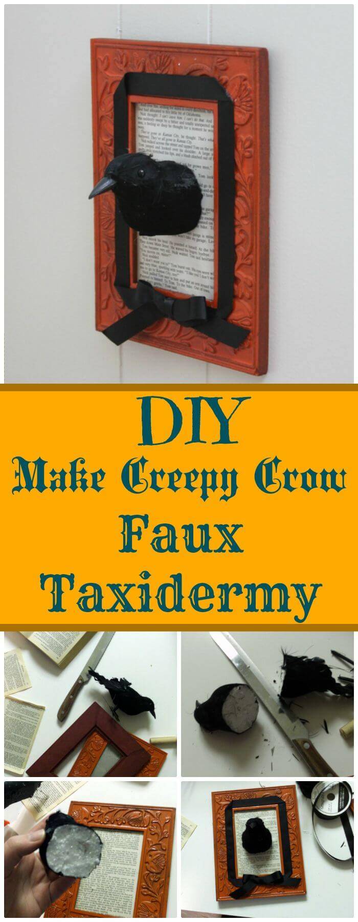 How To Make Creepy Crow Faux Taxidermy - DIY Dollar Store Crafts 