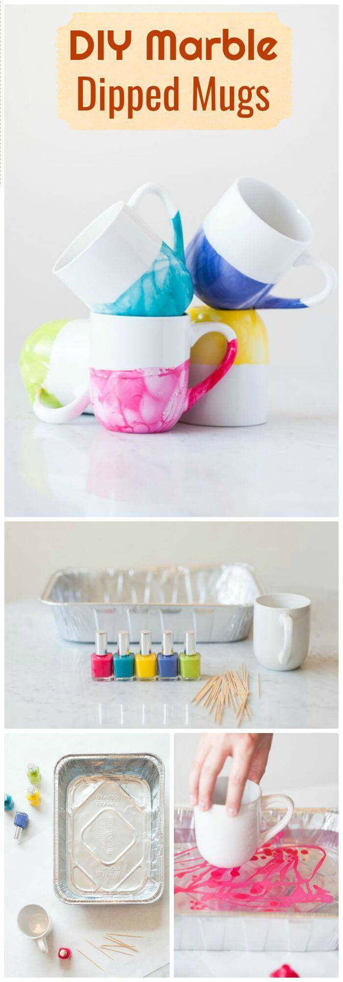 Easy DIY Marble Dipped Mugs