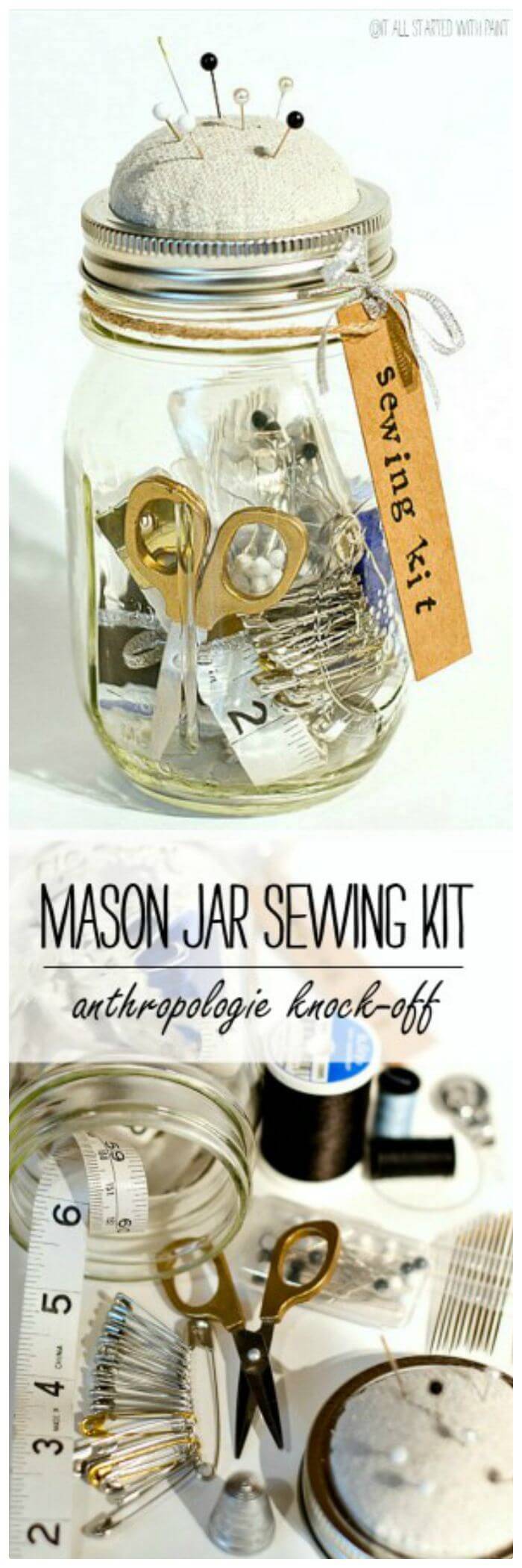 DIY Mason Jar Sewing Kit - Dollar Store Craft 