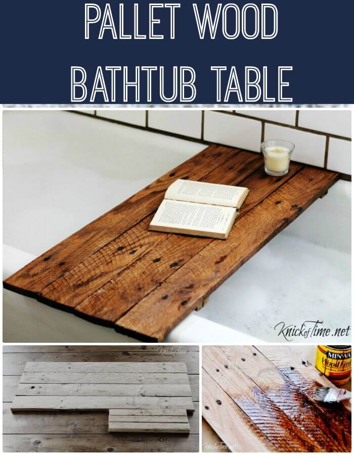 Easy DIY Pallet Wood Bathtub Table