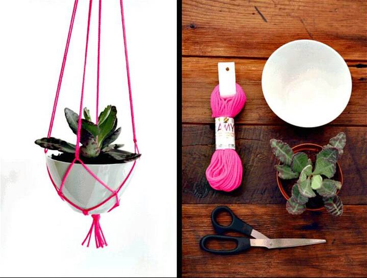 DIY Macrame Plant Hanger By Using Pink Rope