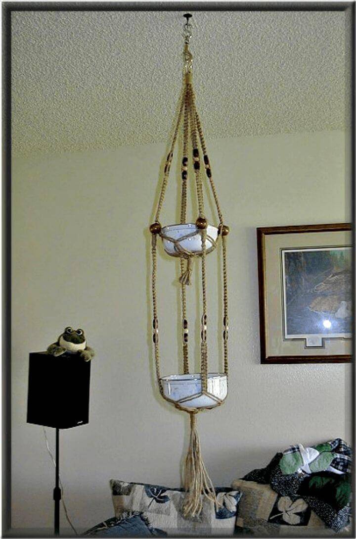 How To Make Plant Hanger With 2 Tiers - Macrame