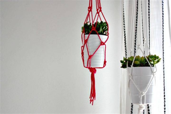 DIY Rope Into Potted Macrame Plant Hangers