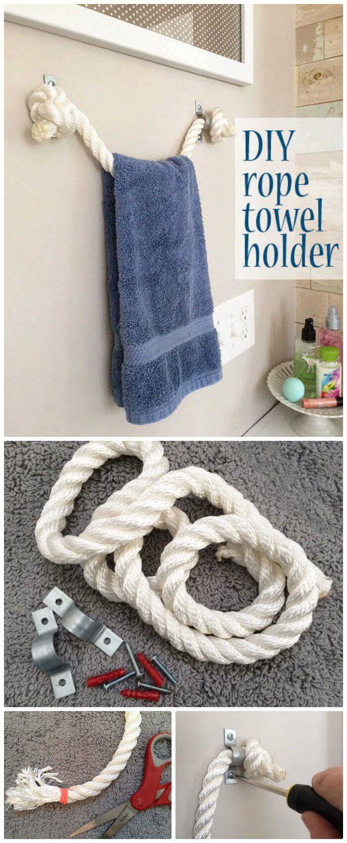 Easy DIY Rope Towel Holder