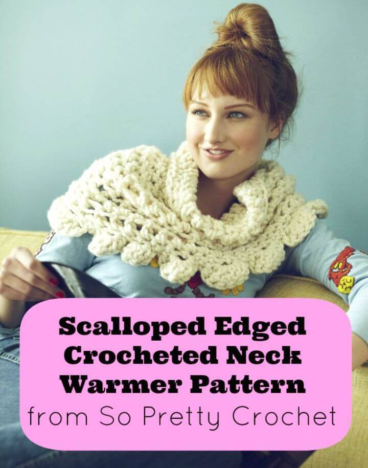 Free Crochet Scalloped Edged Crocheted Neck Warmer Pattern