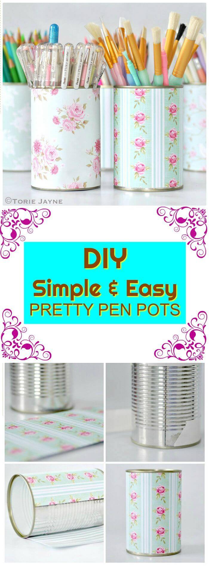 Simple And Easy Pretty DIY Pen Pots