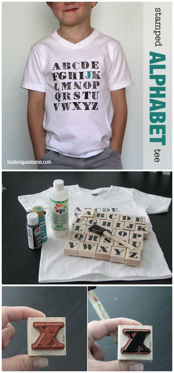 Easy DIY Stamped Aphabet T-shirt First Day Of School Outfit