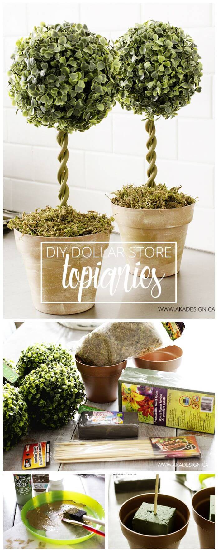 DIY Topiary Trees from Dollar Store Supplies