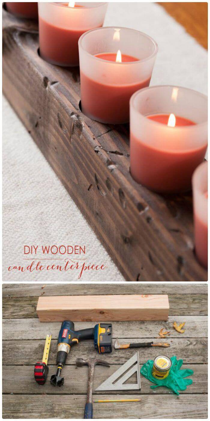 Easy DIY Wooden Candle Centerpiece