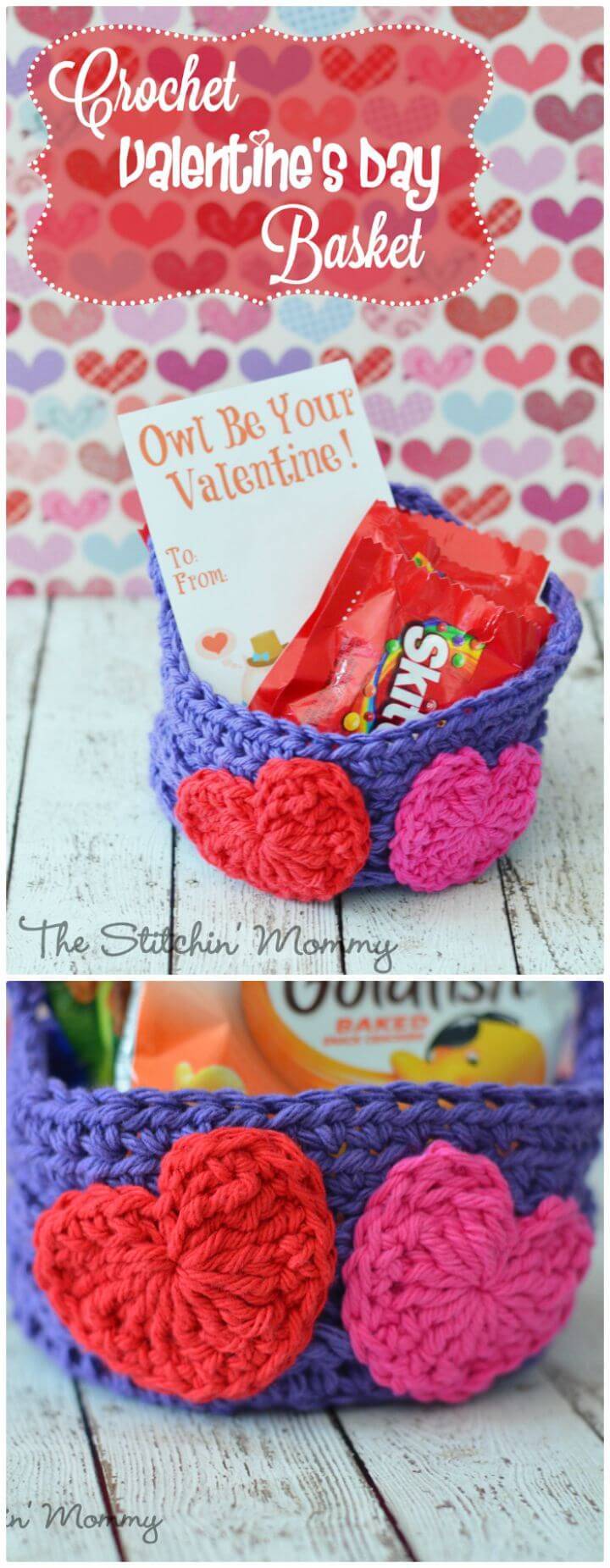 Easy Free Crochet Valentine’S Day Basket Pattern