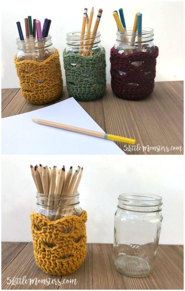 Free Crocheted Pencil Jar Covers Pattern