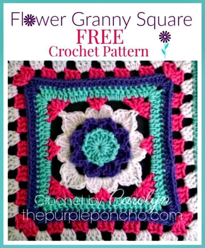 How To Easy Free Crochet Flower Granny Square Pattern