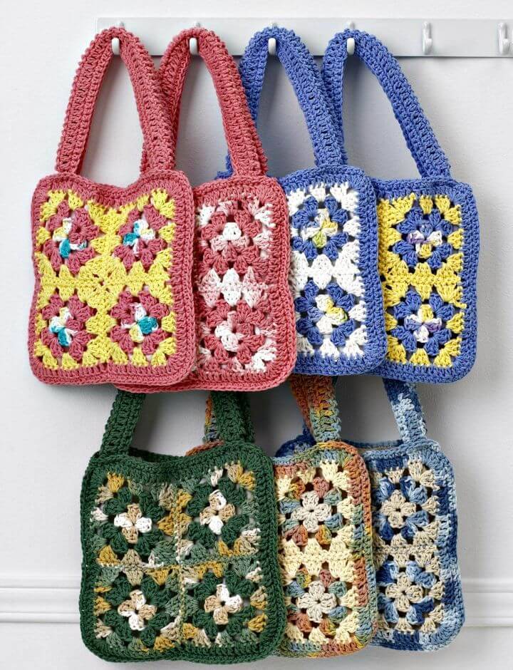 How To Crochet Granny Square Bags - Women's Bag Free Pattern
