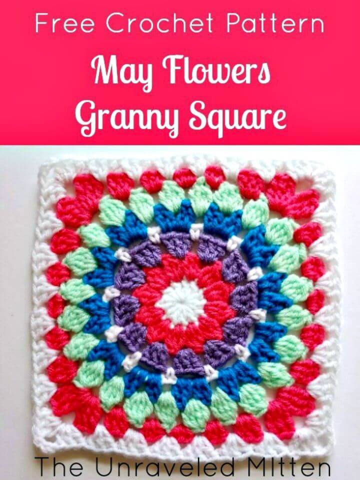 Easy Free Crochet May Flowers Granny Square Pattern