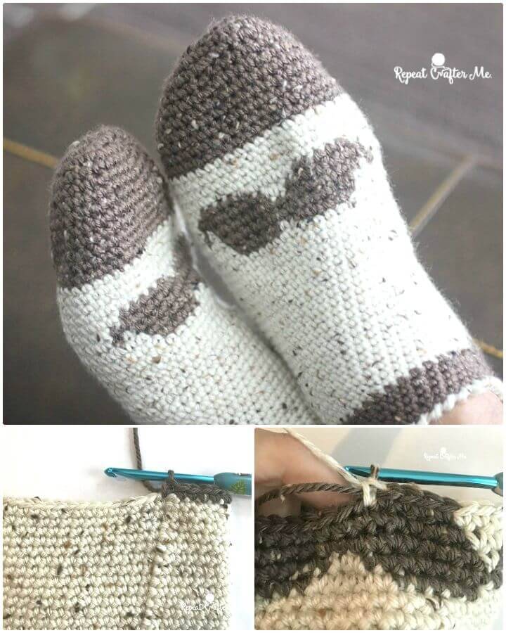 Easy Free Crochet Mustache Slipper Socks For Men