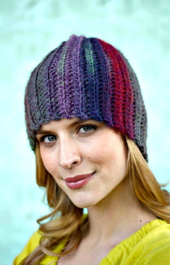 How To Easy Free Crochet Sideways Hat Pattern