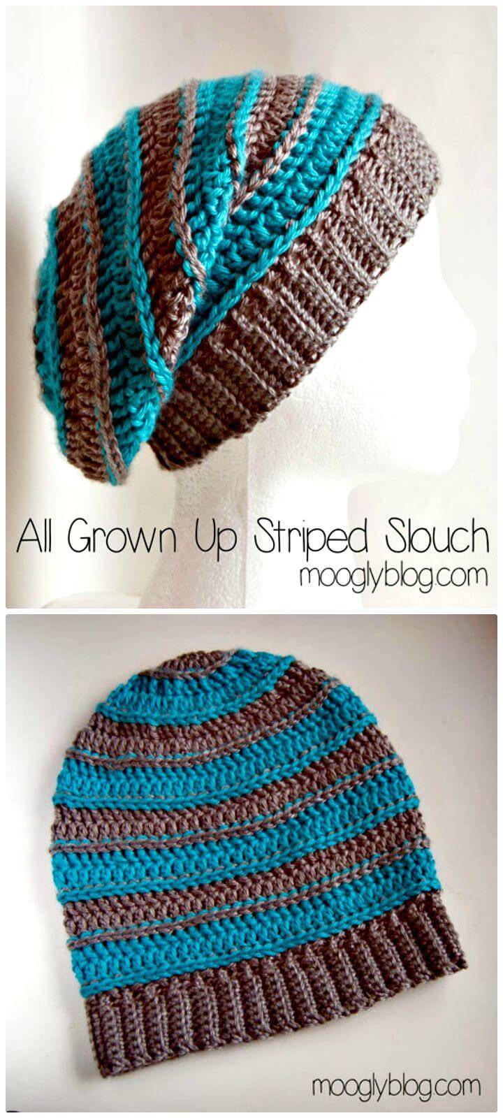 Free Crochet All Grown Up Striped Slouch Hat Pattern