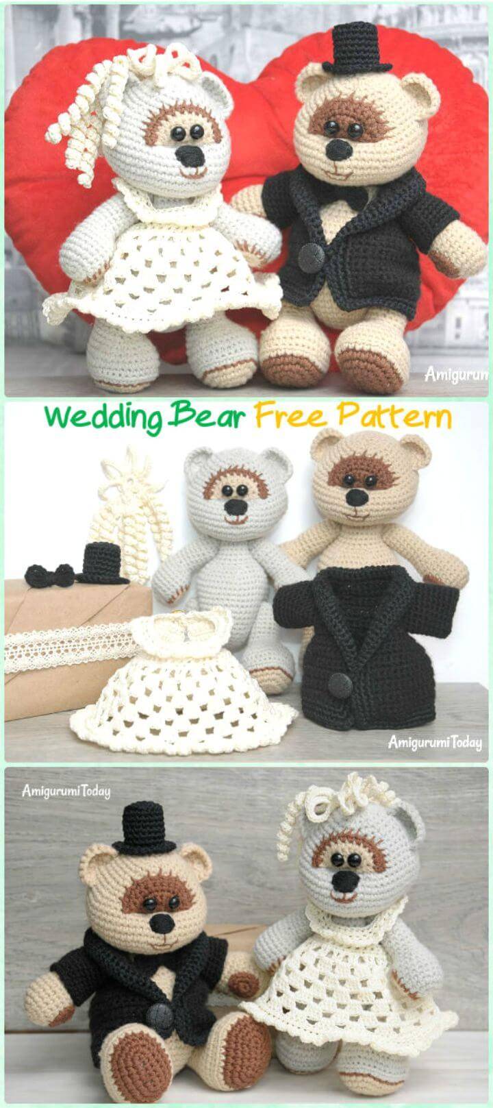 How To Free Crochet Amigurumi Wedding Teddy Bear