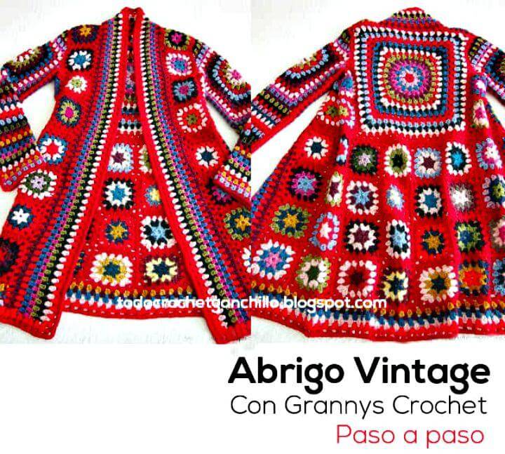 Easy Free Crochet Boho Granny Square Patchwork Jacket Pattern
