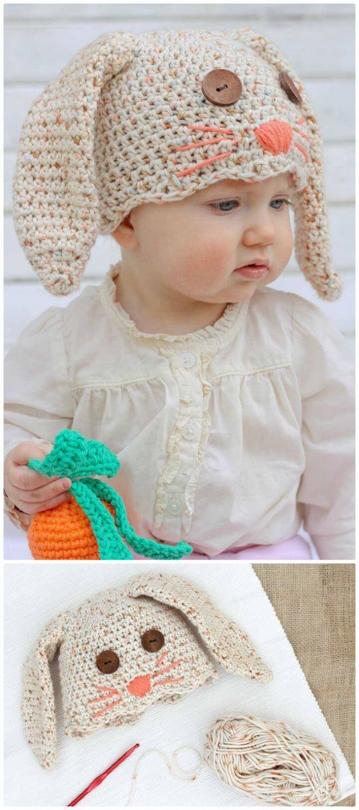 How To Crochet Bunny Hat - Free Pattern For Newborn-Toddler