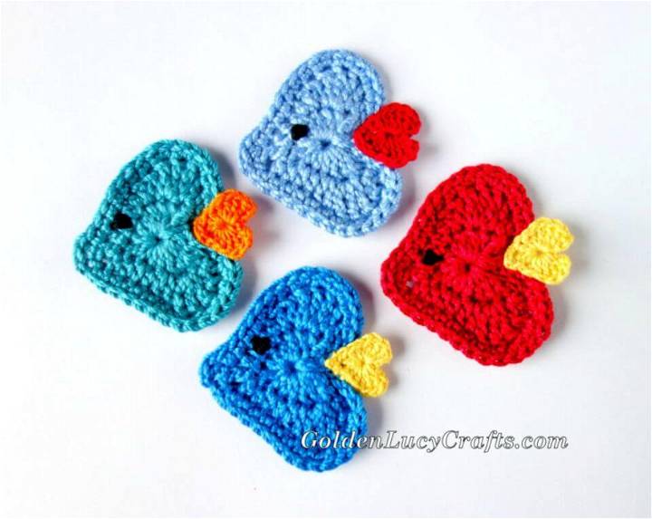 Easy Crochet Heart-shaped Fish Applique Pattern
